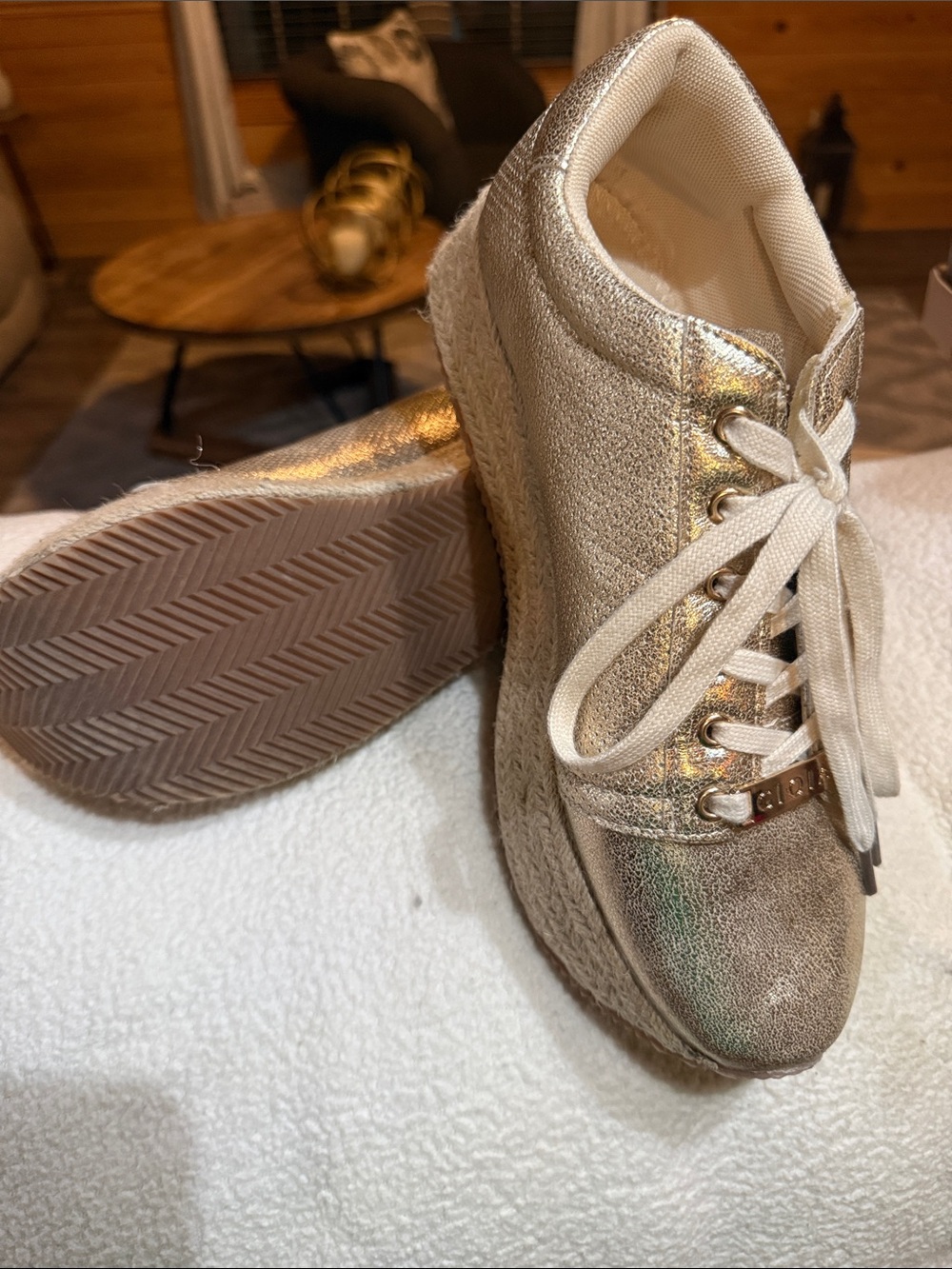 Metallic Gold Women’s Lace-Up Platform Sneaker